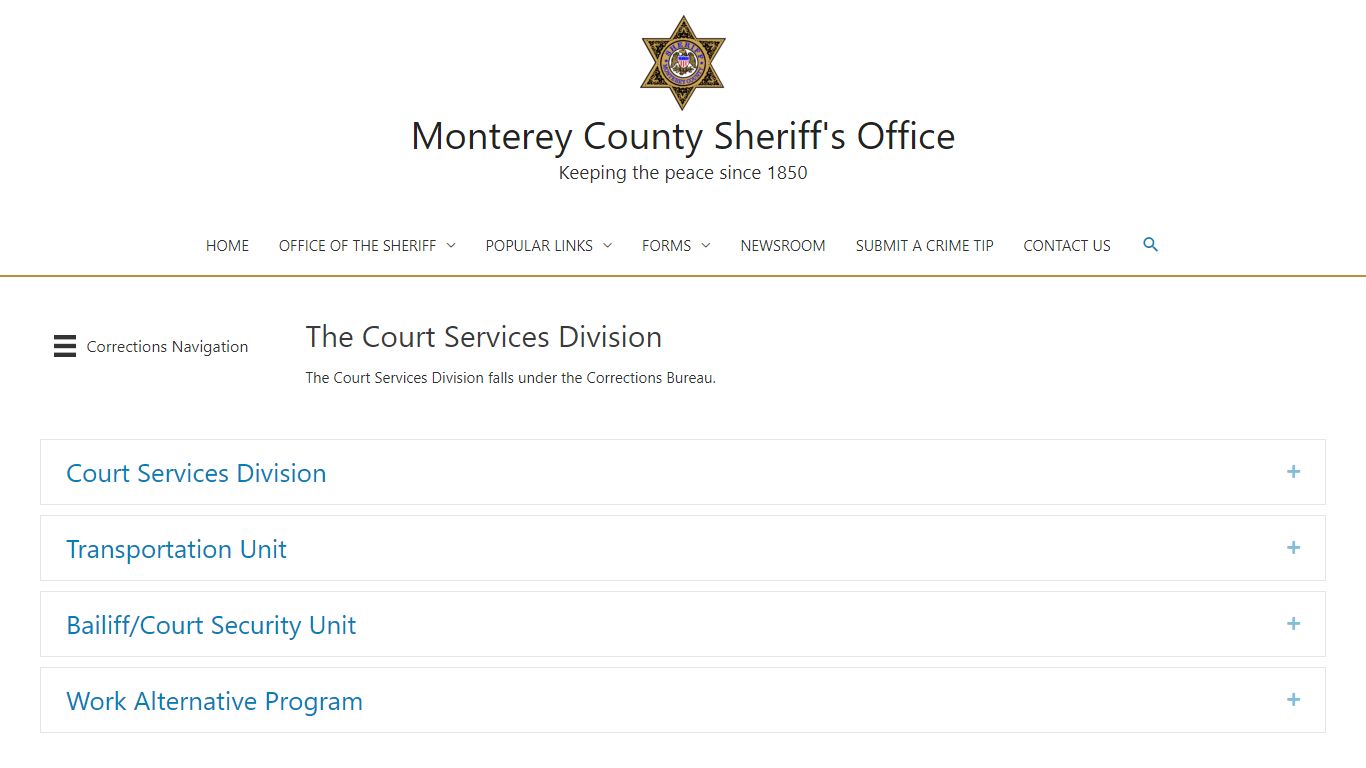 Court Services Division – Monterey County Sheriff's Office